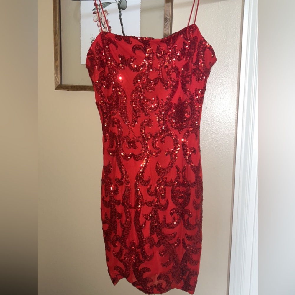 Beautiful red sparkly dress. Worn once.